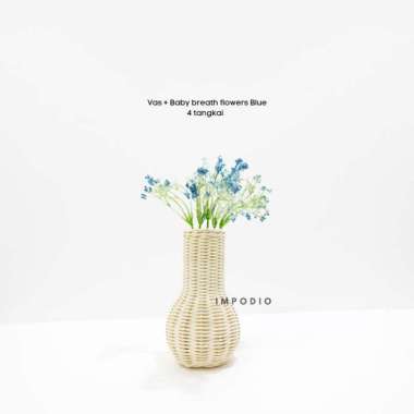 IMPODIO Vas bunga rotan - Dekorasi meja bunga artificial Vas + Blue