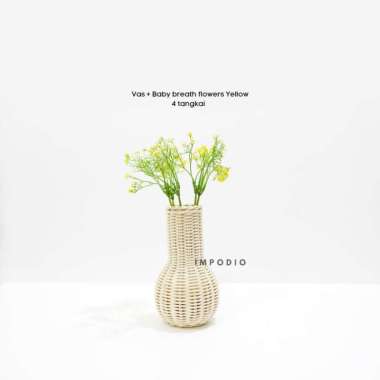IMPODIO Vas bunga rotan - Dekorasi meja bunga artificial Vas + Yellow