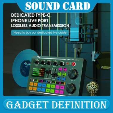 V8 SoundCard Audio Untuk HP PC Mac Live Broadcast Karaoke Smule WeSing warna Soundcard K1