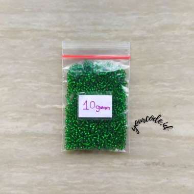 MANIK PASIR 2 MM / MOTE PASIR 2 MM / SEED BEADS / MANIK JEPANG DIY WARNA HIJAU 10 GRAM 10 gram Hijau