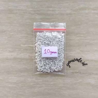 MANIK PASIR 2 MM / MOTE PASIR 2 MM / SEED BEADS / MANIK JEPANG DIY WARNA HIJAU 10 GRAM 10 gram Putih