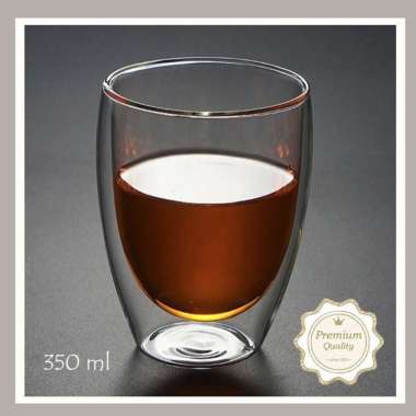 Gelas Kaca Double Layer Wall Cangkir Kopi Teh Anti Panas 350 ml 350 ml