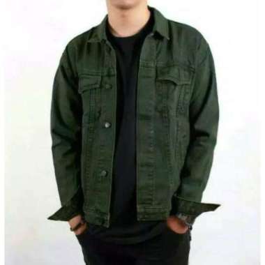 Jaket Jeans Denim Pria Motif Terbaru Warna Semakin Keren Hijau - L
