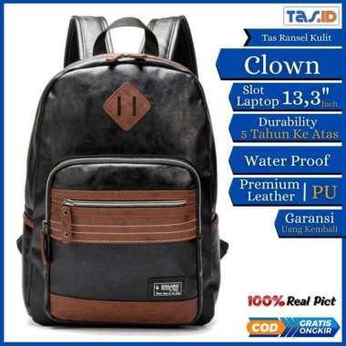Tas Ransel Pria Kulit Backpack Laptop 13 Inch Premium Import Clown