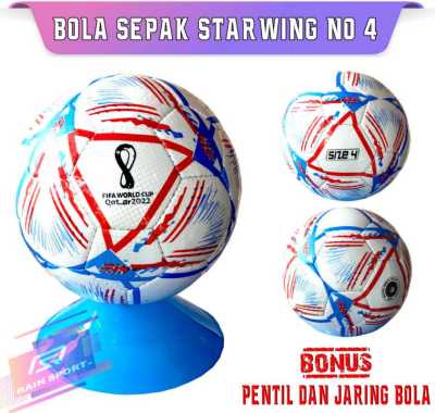 Bola Sepak Bahan Starwing / Tikar No 4 Bonus Pentil Dan Jaring Putih