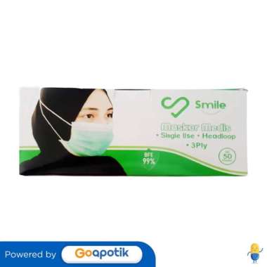 SMILE 3PLY SURGICAL MASK HEADLOOP BOX 50 PCS