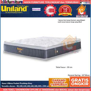 Kasur / Matras Ultima Pocket Plushtop Grey Uniland Springbed 140 x 200