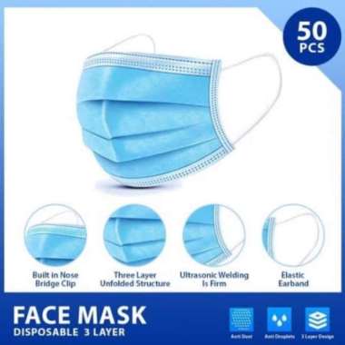 Masker 3 ply Medis Masker Bedah Kemenkes 3ply isi 50pcs Merk Orlee biru