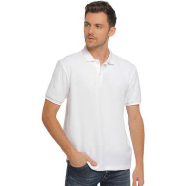 POSHBOY Basic Polo Shirt - Kaos Kerah Pria Lengan Pendek White XXL