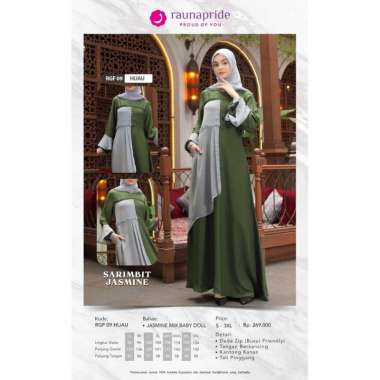 Rauna Family Set/ SR - 09 Hijau / Fashion Muslim 2023 Gamis Ibu XXL
