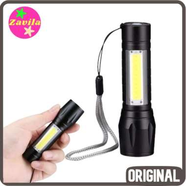 Senter Mini Super Terang XPE COB USB LED Police Swat Cas
