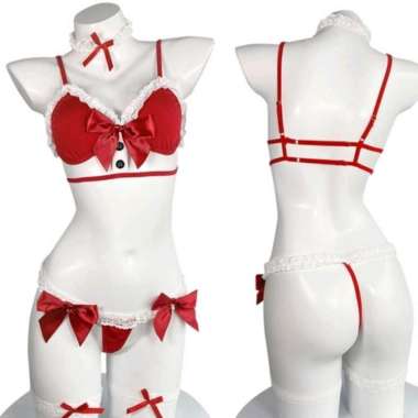 Set baju tidur Sexy Bikini Malam Natal Bra dan G String mauseksi hot