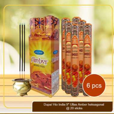 Dupa/ Hio India 9" Ullas Amber heksagonal isi 6 pcs @ 20 sticks