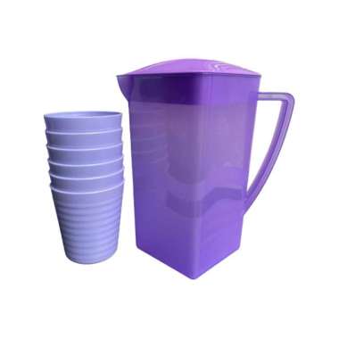 Teko Plastik Warna Cerah Kapasitas 1.5 L Set Gelas Tawon Ungu