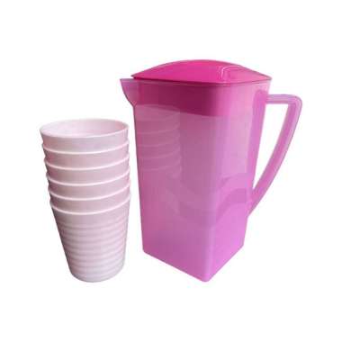 Teko Plastik Warna Cerah Kapasitas 1.5 L Set Gelas Tawon Pink