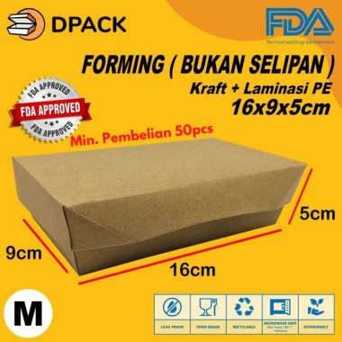 Paper Lunch Box Forming Polos Size M | Kemasan Makanan FoodGrade Kraft