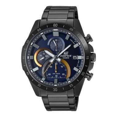 Casio Edifice EFR-571DC-2AVUDF Chronograph Blue Navy Dial Black Stainless Steel Strap Hitam