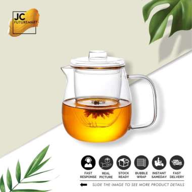 GLASS INFUSER TEAPOT 600ML | TEKO TEH SARINGAN KACA