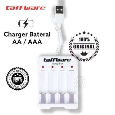 TERMURAH Taffware Charger Baterai USB Plug 4 slot Batre AA Batere AAA