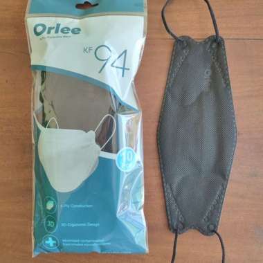 [ KF94 ORLEE ] MASKER KF 94 ORLEE HITAM PUTIH 4 PLY SACHET ISI 10 / EARLOOP FACE MASK / MASKER WAJAH