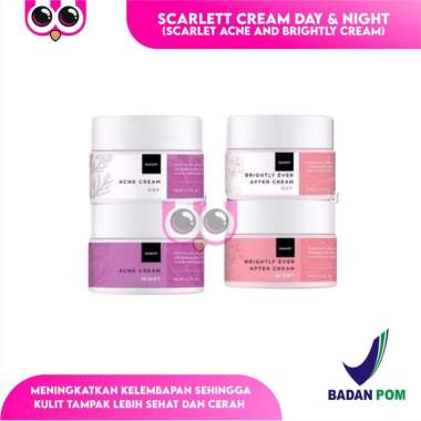 [ CREAM ] SCARLETT CREAM DAY & NIGHT / SCARLET ACNE AND BRIGHTLY CREAM ORIGINAL BPOM ACNE DAY CREAM