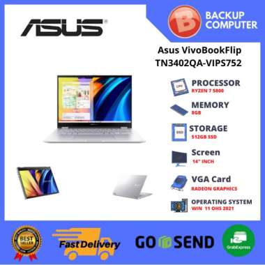 LAPTOP ASUS VIVOBOOOK FLIP TN3402QA-VIPS752 SILVER R7 5800H