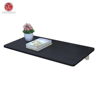 Meja Lipat Dinding 80x50cm Meja Belajar Tempel Dinding Meja Laptop Hitam - 80x40cm