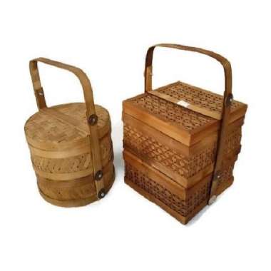 Hampers bambu / rantang susun anyaman / kotak seserahan Bulat