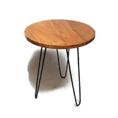 Meja kopi teh kayu jati / meja teras kayu minimalis / meja kayu bulat Kayu jati