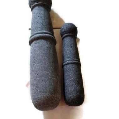 Alu besar batu asli / tumbukan / anak lumpang / mortar pestle P:30cm