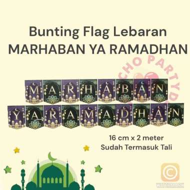 Bunting Flag MARHABAN YA RAMADHAN / Banner Lebaran Idul Fitri Marhaban ya ramadhan