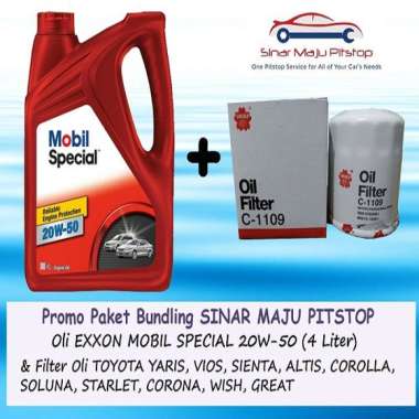 Paket Bundling Oli EXXON MOBIL SPECIAL 20W-50 Original 4 Liter & Filter Oli Mobil TOYOTA YARIS & TOY