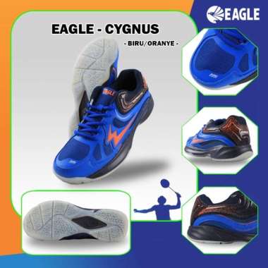 SEPATU BADMINTON EAGLE CYGNUS BADMINTON SHOES ORIGINAL 40 BIRU HITAM