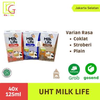 Milk Life UHT 125 ML 1 dus isi 40 pcs Khusus Instan / Same day strowbery