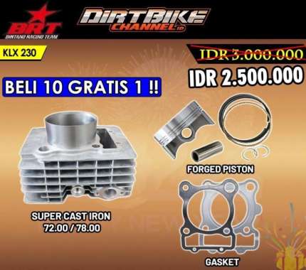 PAKET Bore Up KLX 230 Blok BRT KLX 230R KLX230 72mm 78mm SEDANG