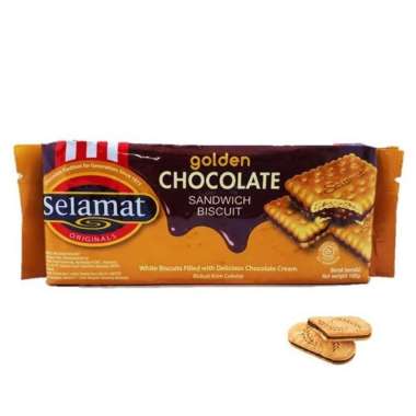 Promo Harga Selamat Sandwich Biscuits Golden Chocolate 102 gr - Blibli
