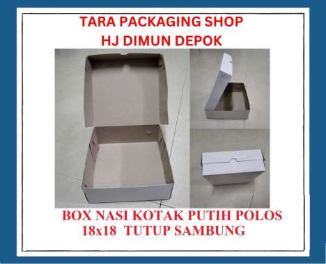 BOX NASI KOTAK PUTIH POLOS 310 GR 18 X 18 CM TUTUP SAMBUNG