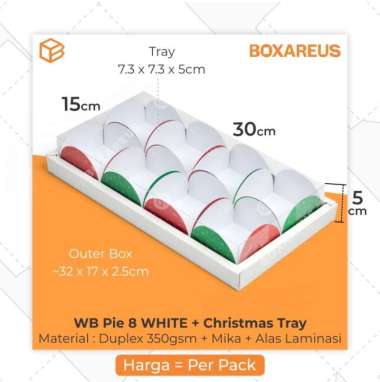 Dus Mika Natal Pie Christmas Box Sekat 8 Fruit Tart Dus Kue | WB Pie 8 White & Alas