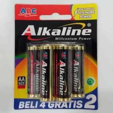 Baterai ABC Alkaline AA 6 PCS/ PACK HITAM