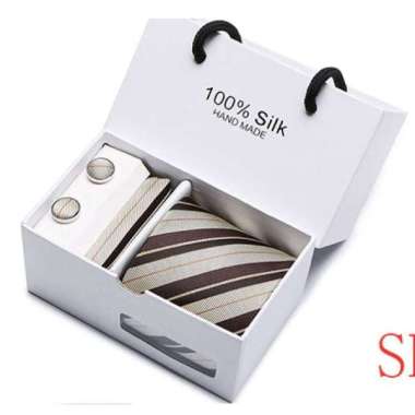 RAFAEL - PAKET EXCLUSIVE 3IN1 : dasi + sapu tangan + cuff link wedding party SB15 BROWN