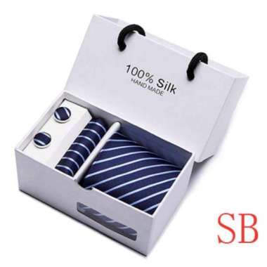 RAFAEL - PAKET EXCLUSIVE 3IN1 : dasi + sapu tangan + cuff link wedding party SB20 BLUE