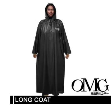 Jas Hujan Rok Gamis Jubah Long Coat Wanita PVC OMG Raincoat Biru
