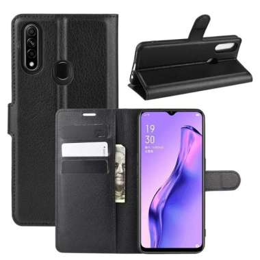 Oppo A31 / A8 Flip Wallet Dompet Kulit Leather Cover Case Casing Kartu - Hitam Oppo A31