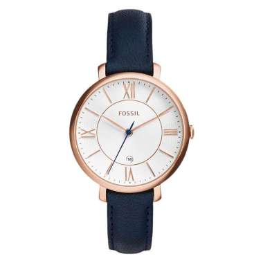FOSSIL Jacqueline ES-3843 Leather Original Jam Tangan Wanita Navy Rosegold