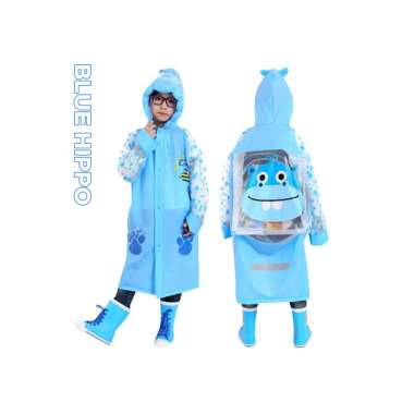 Goto Gommy Raincoat Jas Hujan Anak Ransel Motif Perempuan Laki Laki M BLUE HIPPO