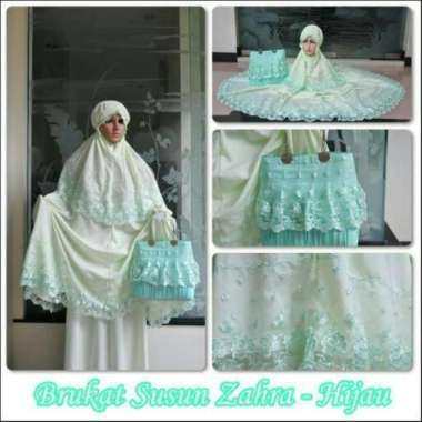 MUKENA MAHAR PENGANTIN SUSUN ZAHRA HIJAU
