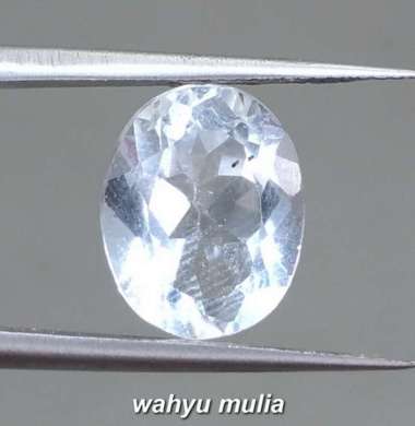 Batu Permata Natural Topaz bening Putih Kristal Asli (Kode 1389) Putih Bening