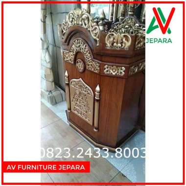Mimbar masjid podium musolah kayu jati