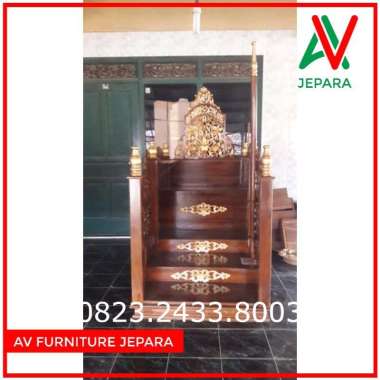 mimbar masjid podium kayu jati mimbar furniture jepara