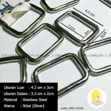 RING KOTAK 4.2CM TEBAL/STAINLESS STEEL/BAHAN TAS/TAS DIY HANDMADE BAG